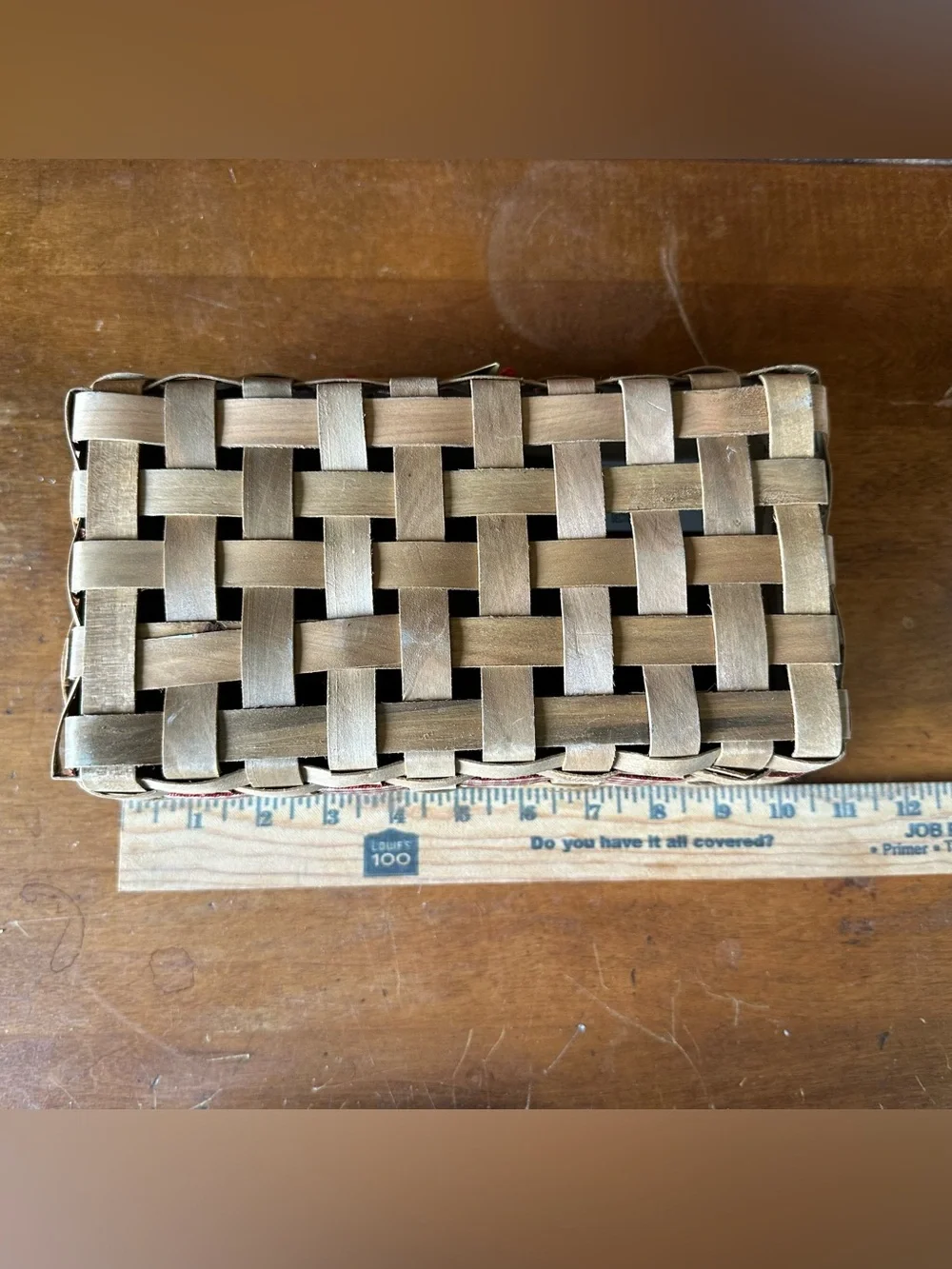 Woven Wood Tissue Box Cover Star Patriotic Gingham Country Decor 2015 Christmas